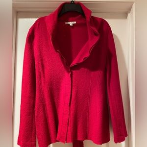 CAbi medium 167 Red Wool Tie Waist Jacket.